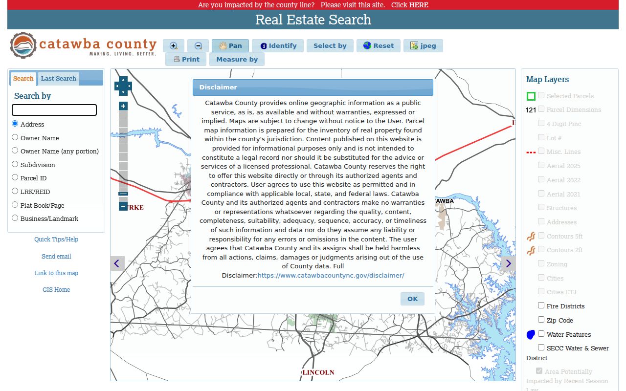 Hickory people search fields in Catawba County real estate records