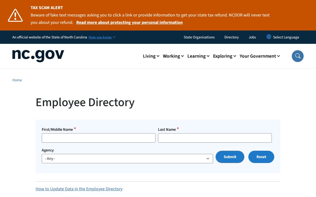 North Carolina employee directory used for Hickory people directories