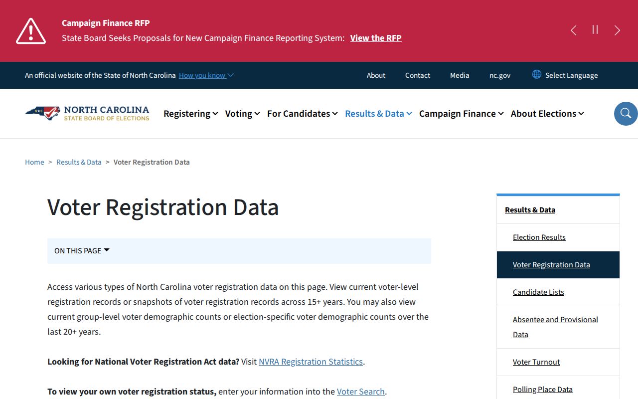Hickory voter registration records download page and public file layouts